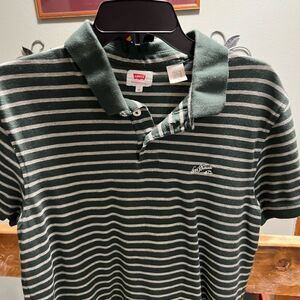 EUC Men’s Levi's Green Striped Polo Shirt #233